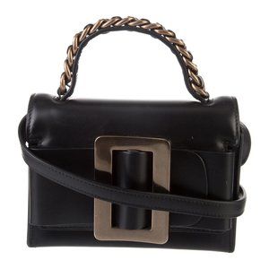 Boyy Fred Chain and Leather Belted Top Handle Bag Black and Brass Hardware